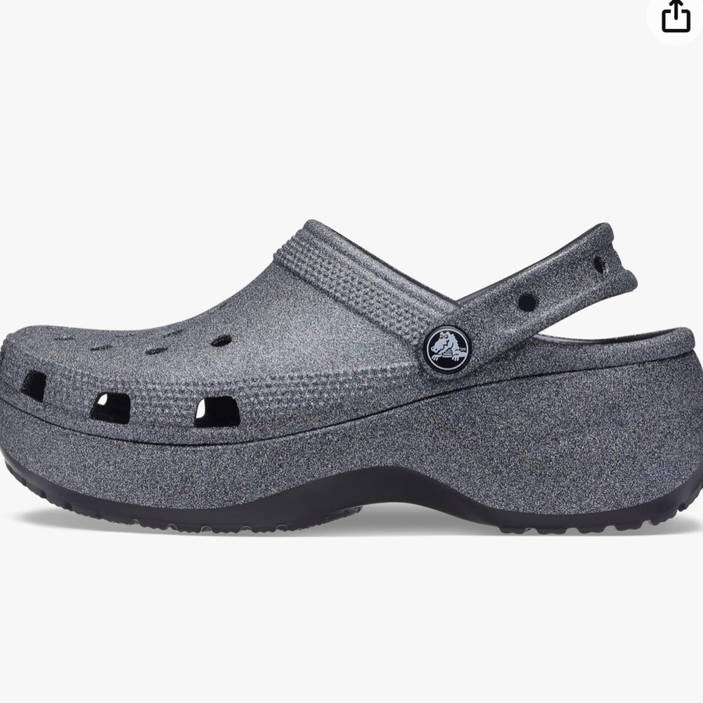 CROCS classic black glitter platform clogs. Women’s size 9.